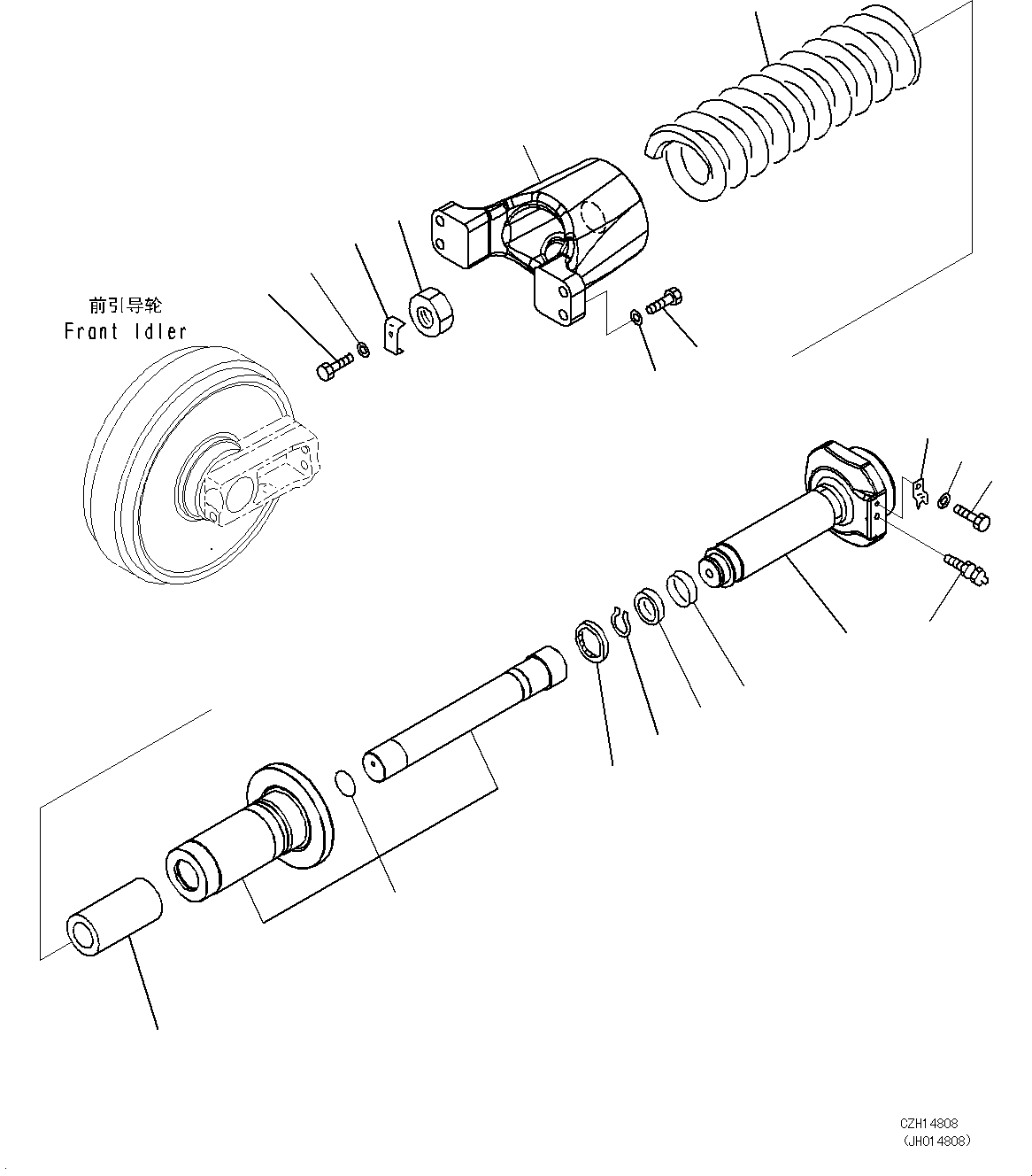 208-30-74120 Shaft Idler KOMATSU İstikamet Tekeri Gergi Şaftı İş Makinası Yedek Parça