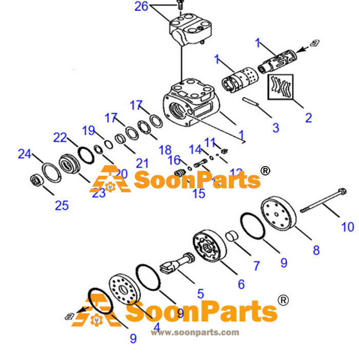 425-64-21100 Steering Valve KOMATSU WA470-3 Direksyon Orbitrolü İş Makinası Yedek Parça