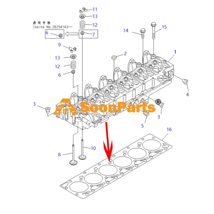 6735-11-8180 Cover Gasket S6D102E KOMATSU Motor Külbütör Kapak Contası İş Makinası Yedek Parça
