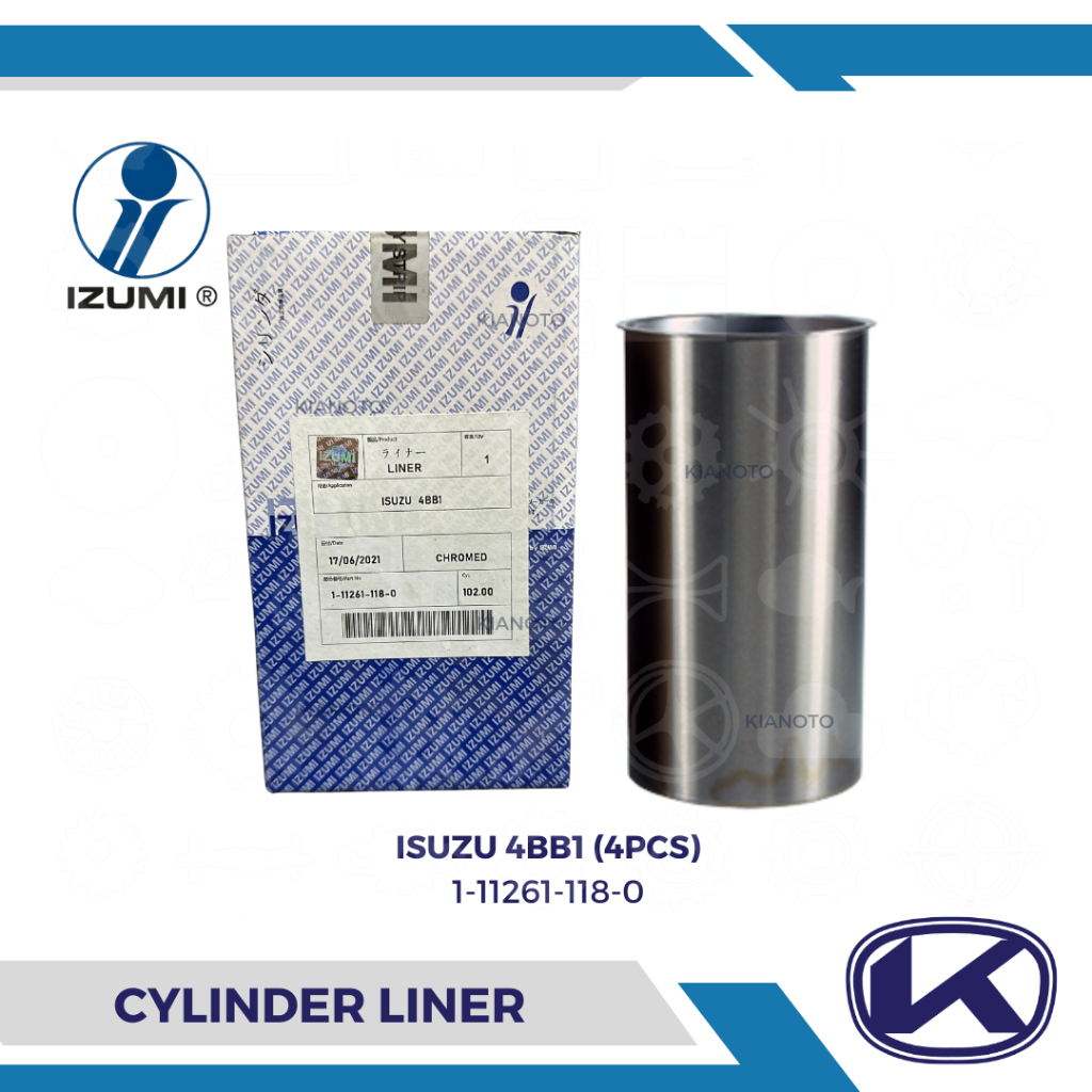 5112611180 Liner ISUZU 4BB1, 4BD1 Motor Gömleği 102mm İş Makinası Yedek Parça
