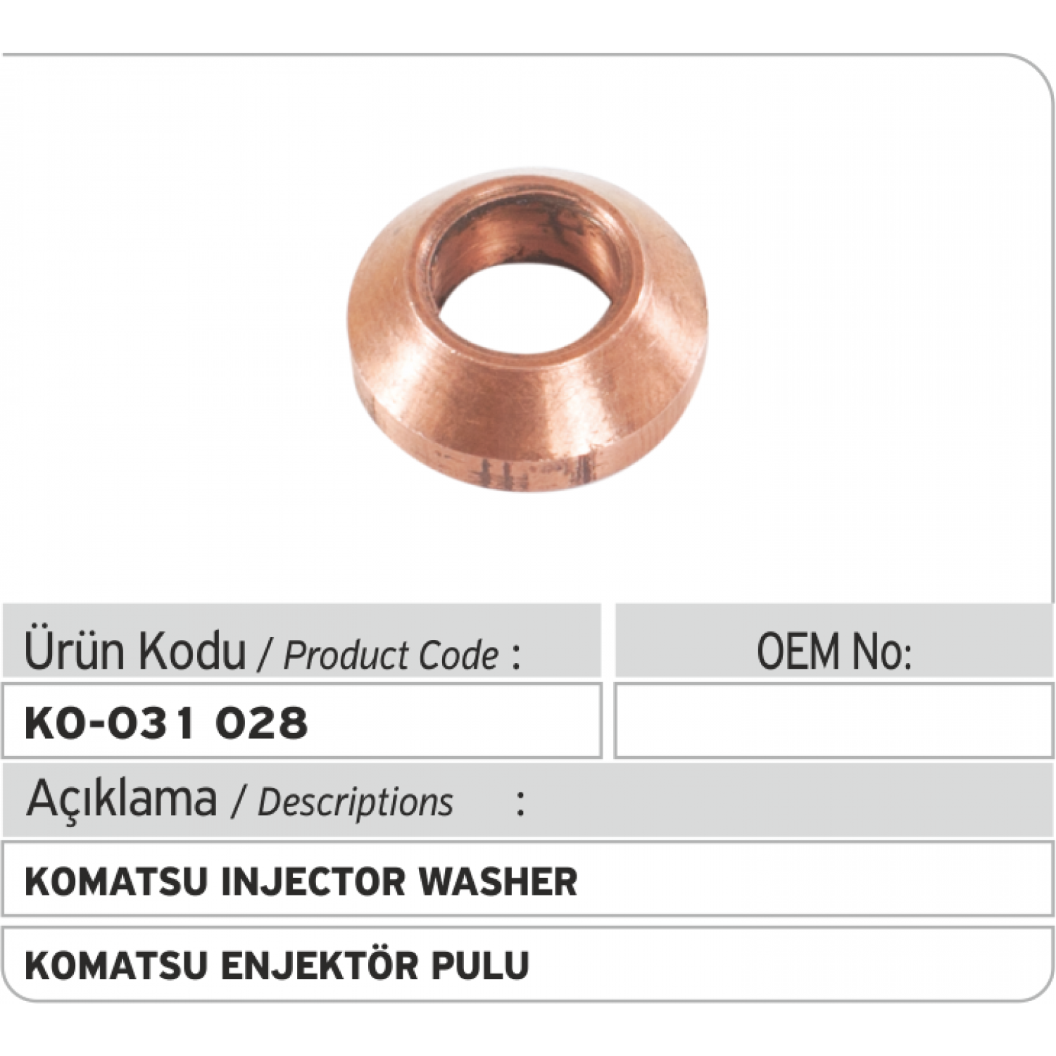 6217-71-6111 Gasket Injector KOMATSU Motor Enjektör Pulu İş Makinası Yedek Parça