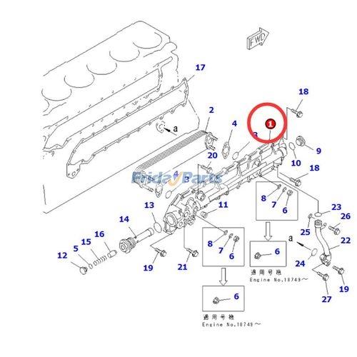 6136-61-2113 Oil Cover KOMATSU S6D105 Engine, 6136-61-2113 Yağ Soğutucu Kapağı KOMATSU S6D105 Motor İş Makinası Yedek Parça